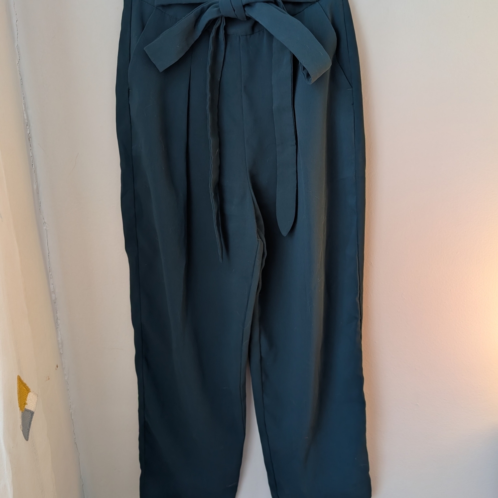 Elegant Women's Tie-Waist Pants in Dark Blue